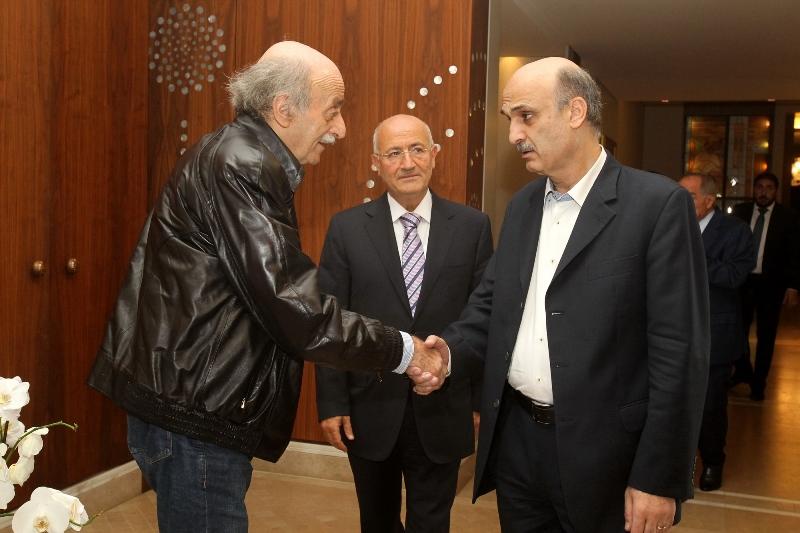 Samir Geagea met in Maarab with Walid Jumblatt in 2014. ©National News Agency